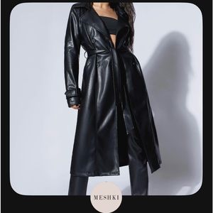 MESHKI leather trench coat